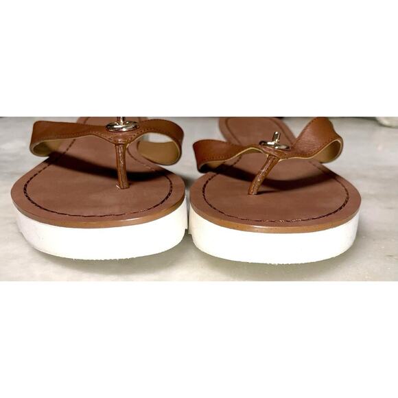 Coach Women's Tan Brown Shelly Signature Turn lock Thong Flip Flops Sandals 7.5 - Picture 10 of 13